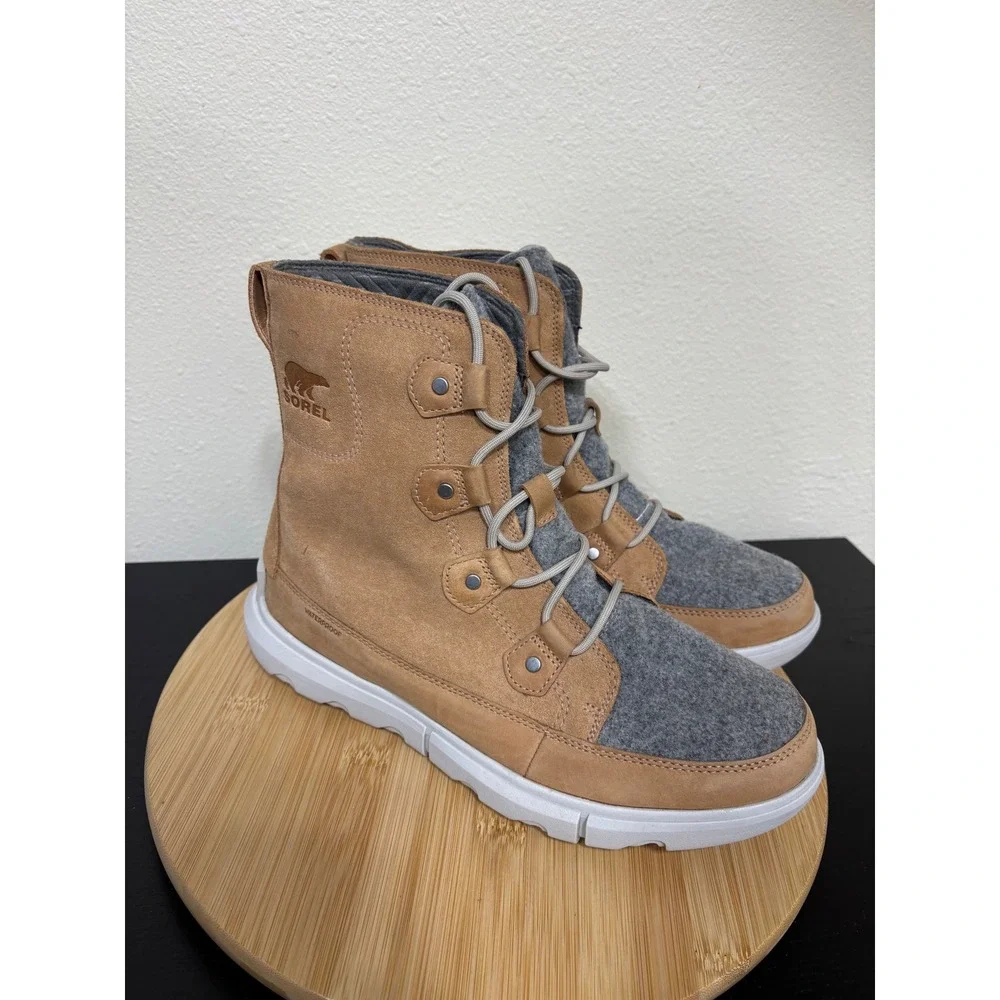 Sorel Explorer II Joan Boot Womens 11 Tan Brown Waterproof Suede Felt NL4460-253
